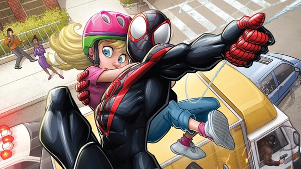 Spiderman Saving Little Kid Artwork Wallpaper