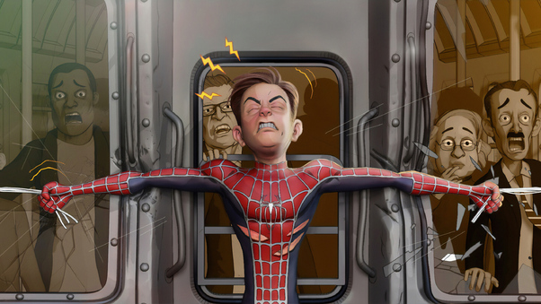 Spiderman Stoping Train Wallpaper