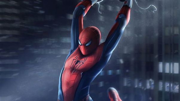 Spiderman Swinging In City 4k Wallpaper