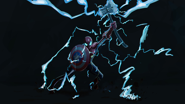 Spiderman Thor Hammer 4k Wallpaper