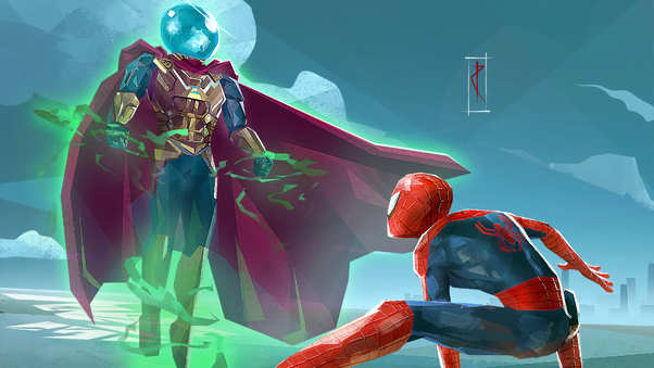 Spiderman Vs Mysterio Art Wallpaper