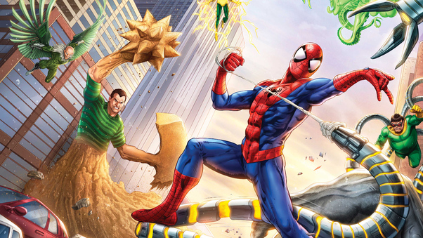Spiderman Vs Sinister Six Art Wallpaper