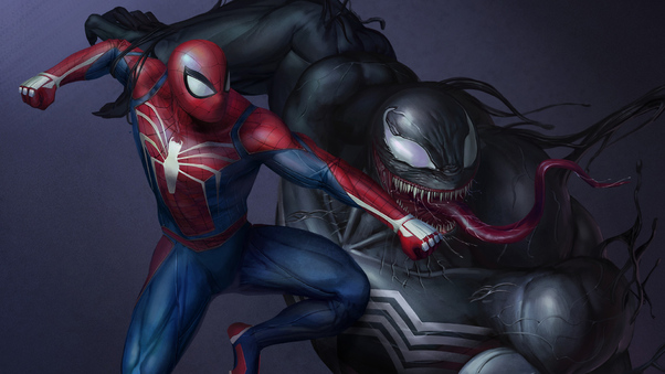 Spiderman Vs Venom Artwork HD Wallpaper
