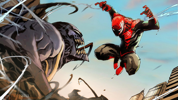 Spiderman Vs Venom Comic Art 4k Wallpaper