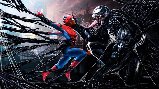 Spiderman Vs Venom Digital Art Wallpaper