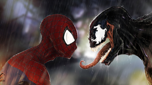 Spiderman Vs Venom Digital Artwork Wallpaper
