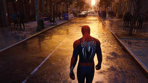 Spiderman Walking In NYC Streets Wallpaper
