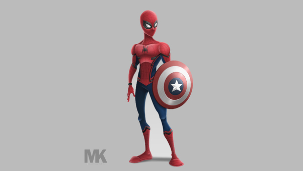Spiderman With Captain America Shield Wallpaper