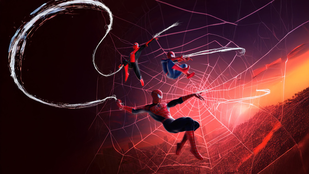 Spidermans Under The Fiery Sky Wallpaper