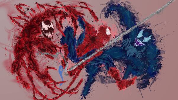 Spidey Venom And Carnage Artwork Wallpaper