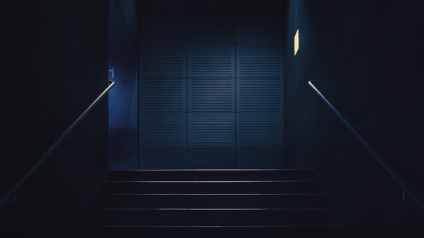 Stairway Dark Lights Minimalism 4k Wallpaper