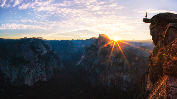 Standing At Glacier Point Sunrise In Yosemite National Park By Wallpaper