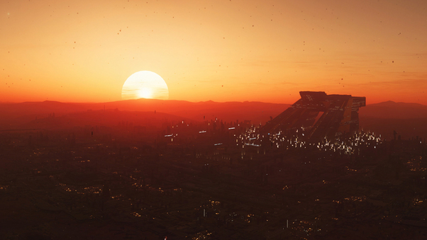 Star Citizen Sunset In Hurston Planet Wallpaper