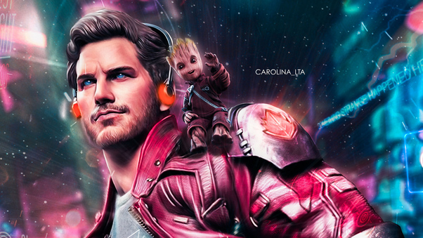 Star Lord And Baby Groot Wallpaper