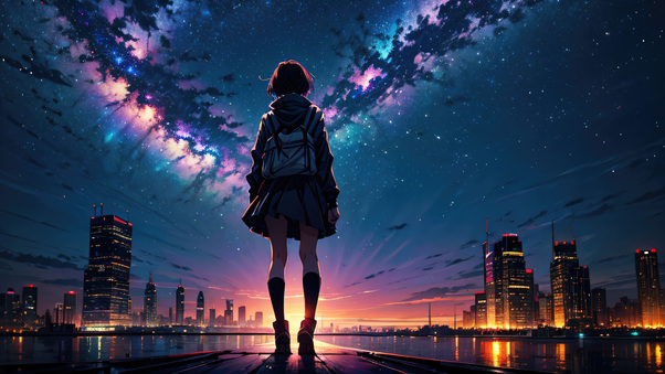 Stardust Serenity Anime Night Sky Wallpaper