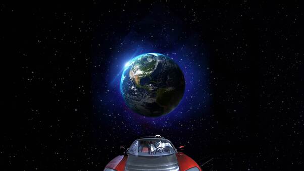 Starman In Space With Raodster Wallpaper