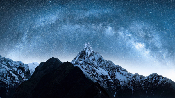 Starry Mountain Serenity Landscape Nightfall Wallpaper