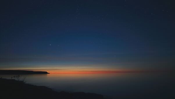 Starry Night Calm Sunset 5k Wallpaper