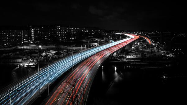 Stockholm Highway Speed Trails Lights Wallpaper