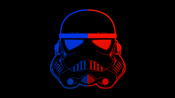 Stormtrooper Blue Red Mask Minimal 8k Wallpaper