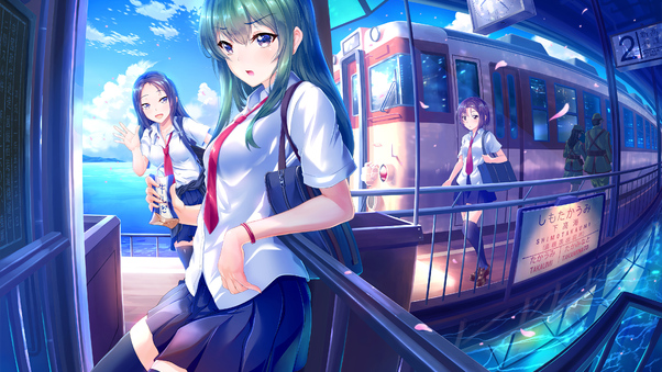 Subway Girls Anime 4k Wallpaper