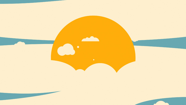 Sun In Clouds Minimalism 4k Wallpaper