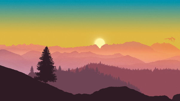 Sunrise Of Minimal Mountains 5k Wallpaper
