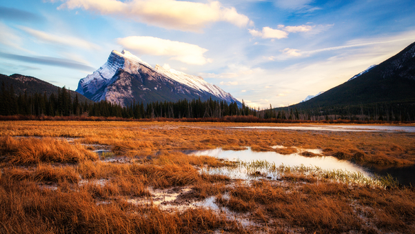 Sunset At Vermillion Lakes In Banff Canada Wallpaper
