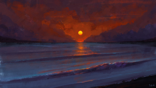 Sunset Digital Art Wallpaper