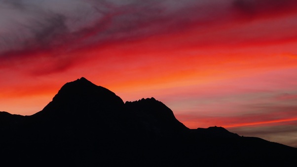 Sunset Mountains Red Sky 5k Wallpaper