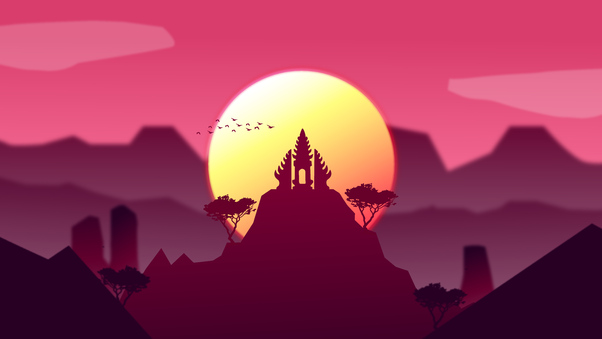 Sunset On A Temple 10k Wallpaper