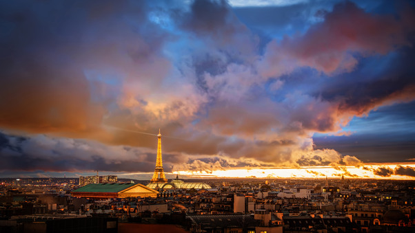 Sunset Over Paris Wallpaper