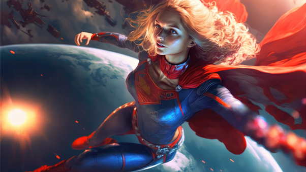 Supergirl Flying In Space Wallpaper