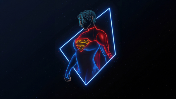 Supergirl Sasha Calle Neon Artwork Wallpaper