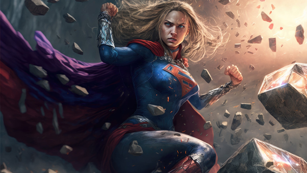 Supergirl Smashing Meteors Wallpaper