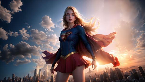 Supergirl Soaring Presence In The City Wallpaper