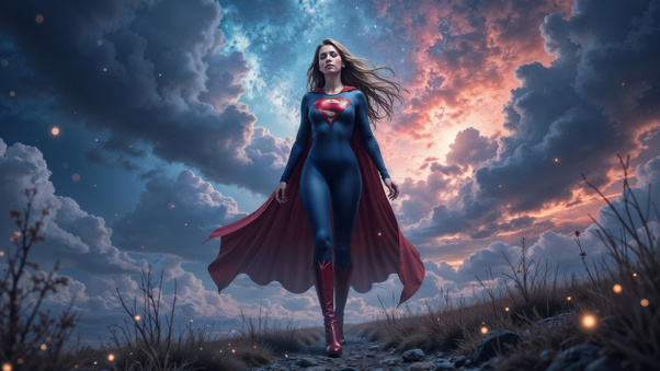 Supergirl Soars Above The Stars Wallpaper