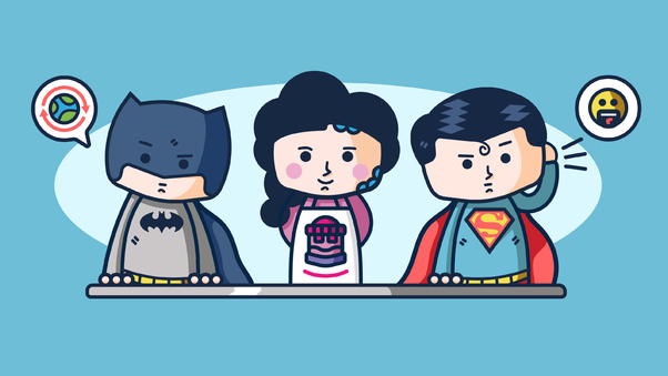 Superheroes WorkIng In Customer Service Wallpaper