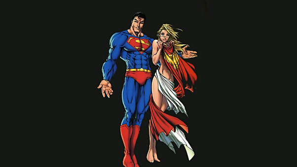 Superman And Supergirl Minimalism Artwork Wallpaper