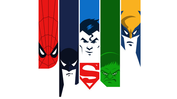 Superman Batman Hulk Spiderman Wolverine 4k Minimalism Wallpaper