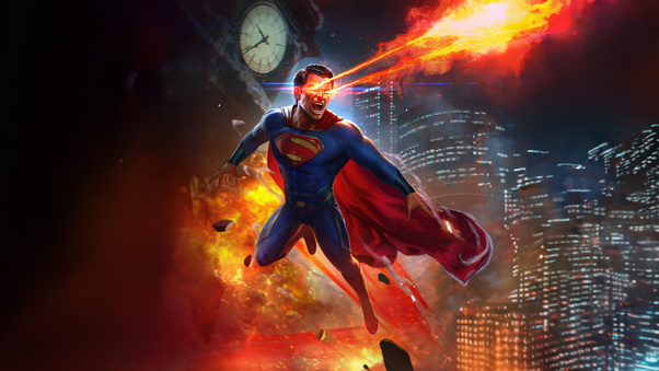 Superman Unleashes His Laser Vision Wallpaper