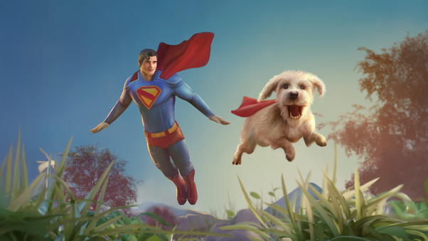 Superman With Krypto Flying High Wallpaper