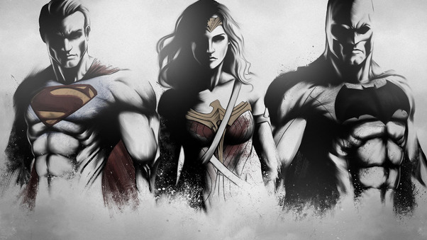 Superman Wonder Woman Batman Art Sketch 4k Wallpaper