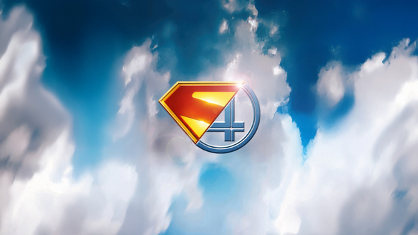Superman X Fantastic Four Logo (1366x768) Resolution Wallpaper