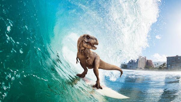 Surfing T Rex Wallpaper