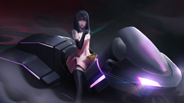 Swindler Akudama Drive Anime Girl On Bike (3000x2000) Resolution Wallpaper