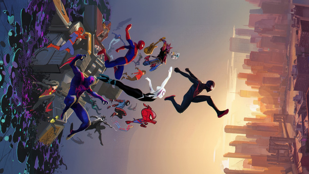 Swinging Through Dimensions Spider Man Across The Spider Verse 4k Wallpaper