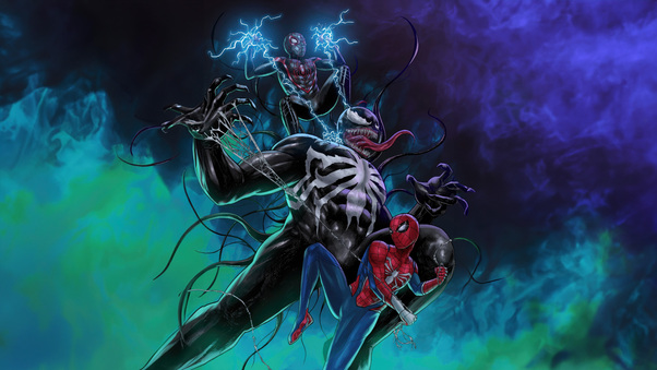 Symbiote Showdown Miles Morales Takes On Venom Wallpaper