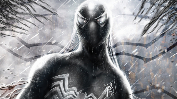 Symbiote Spider Man Monochrome 4k Wallpaper