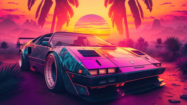 Synthwave Car Nostalgic For The 80s Wallpaper